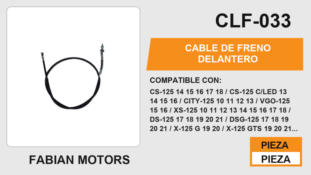 CABLE DE FRENO DELANTERO Empaque (10 Piezas)
