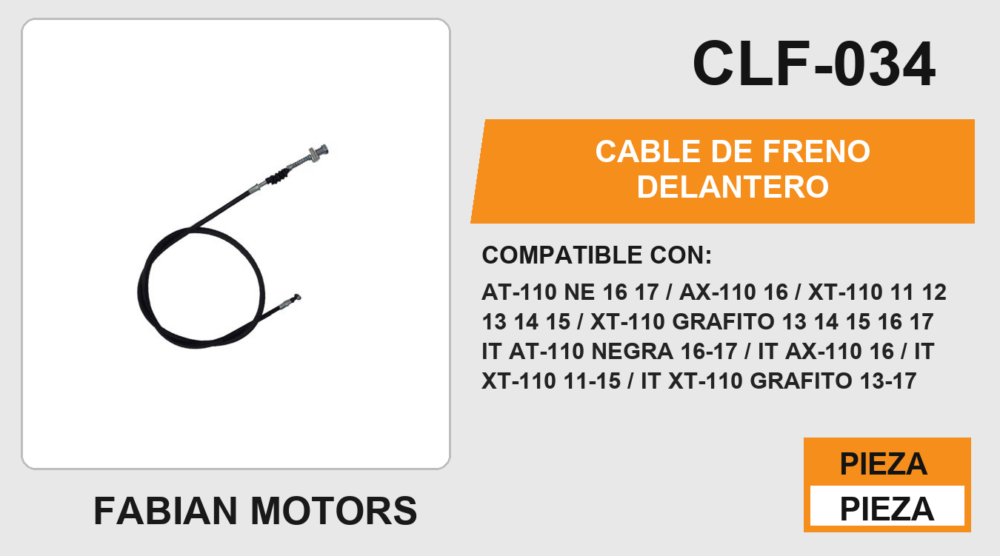 CABLE DE FRENO DELANTERO Empaque (10 Piezas)