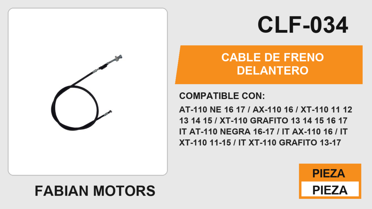 CABLE DE FRENO DELANTERO Empaque (10 Piezas)