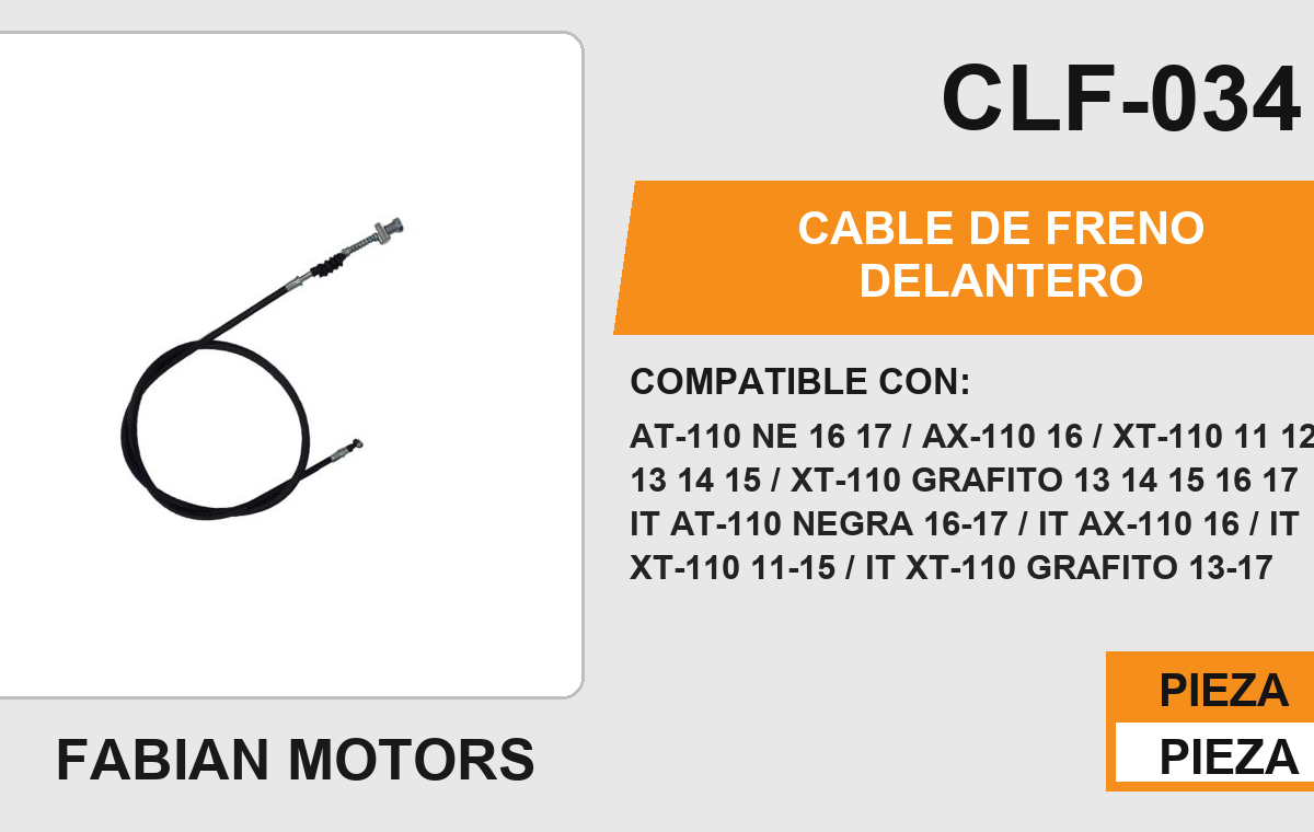 CABLE DE FRENO DELANTERO Empaque (10 Piezas)