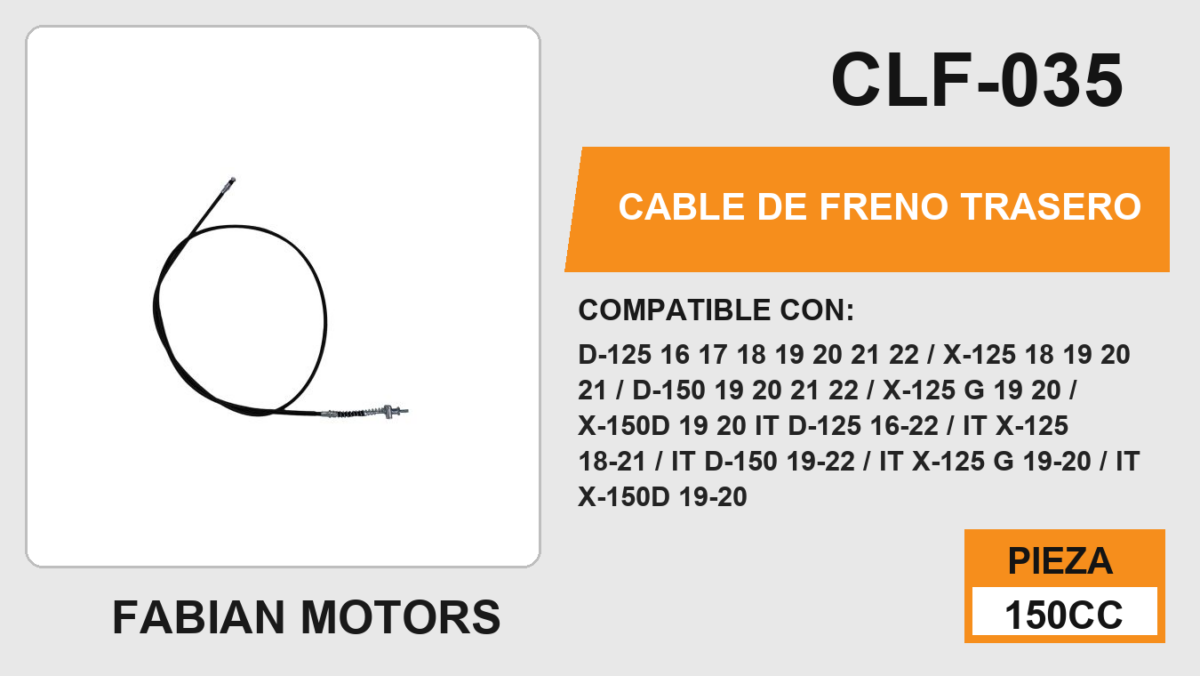 CABLE DE FRENO TRASERO Empaque (10 Piezas)