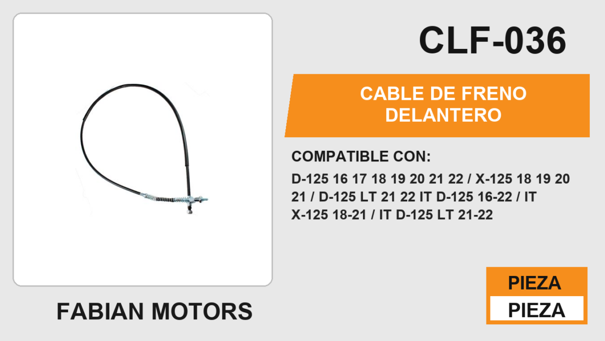CABLE DE FRENO DELANTERO Empaque (10 Piezas)