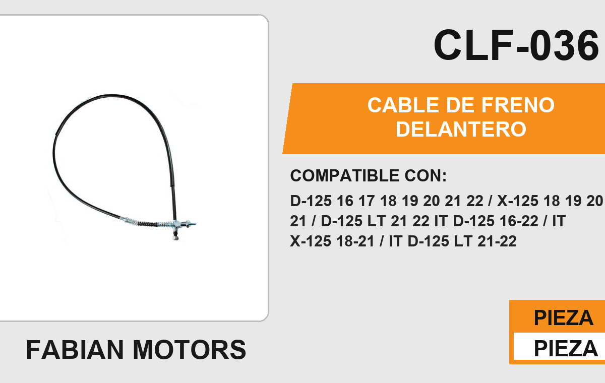 CABLE DE FRENO DELANTERO Empaque (10 Piezas)