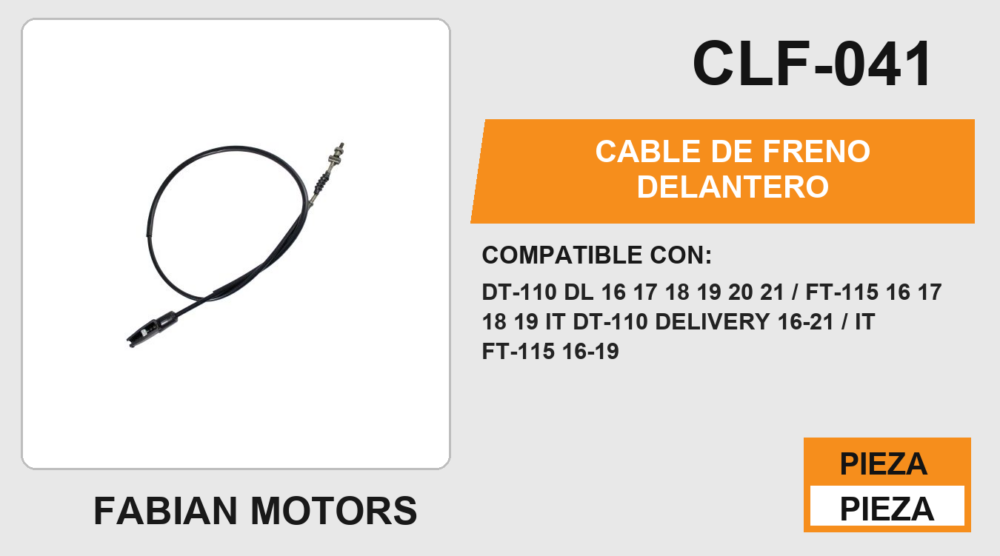 CABLE DE FRENO DELANTERO Empaque (10 Piezas)