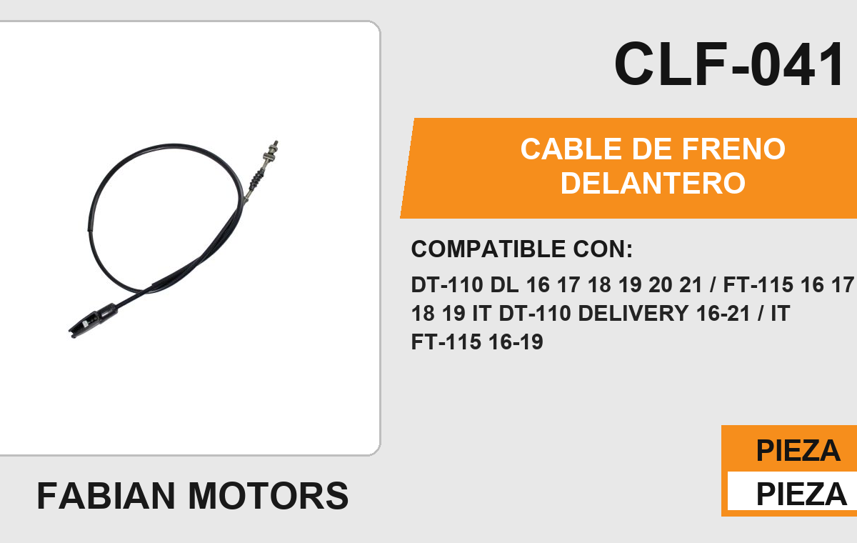 CABLE DE FRENO DELANTERO Empaque (10 Piezas)
