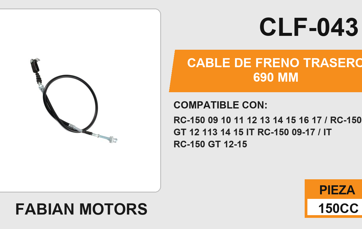 CABLE DE FRENO TRASERO 690mm Empaque (10 Piezas)