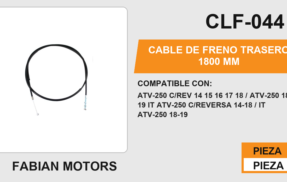 CABLE DE FRENO TRASERO 1800mm Empaque (10 Piezas)