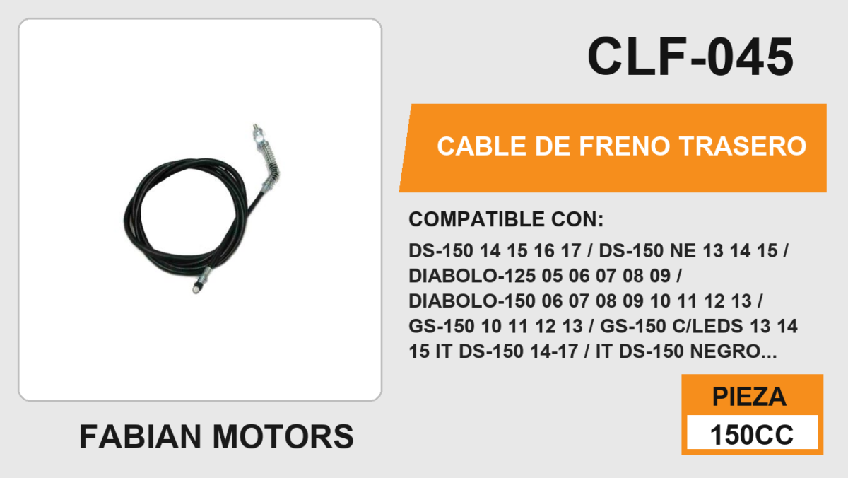 CABLE DE FRENO TRASERO Empaque (10 Piezas)