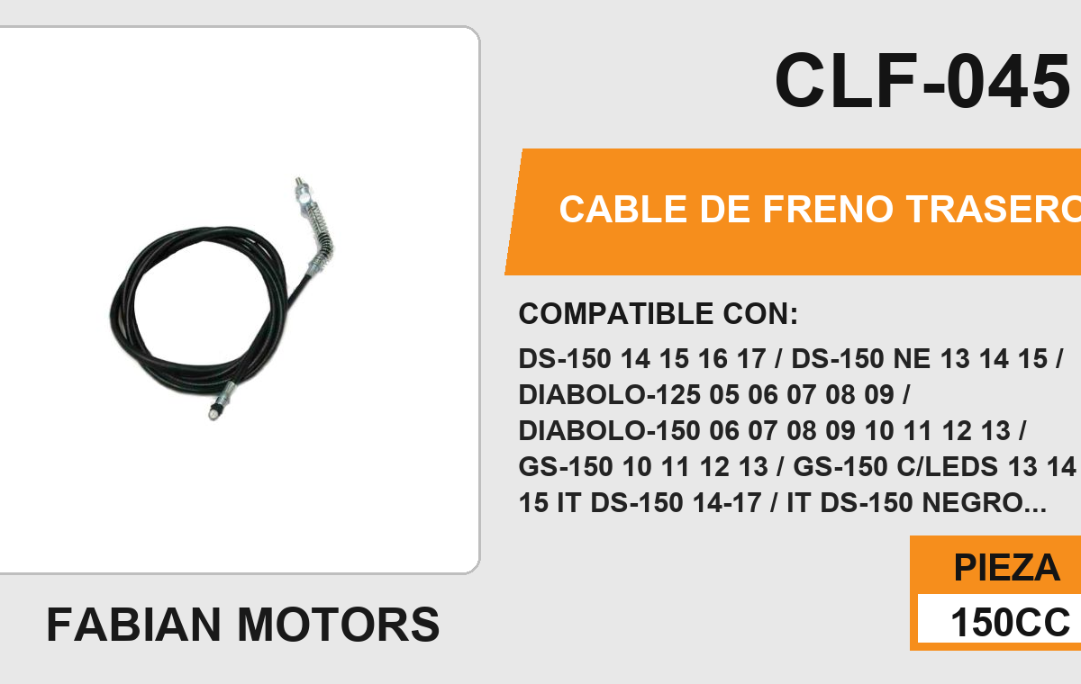 CABLE DE FRENO TRASERO Empaque (10 Piezas)