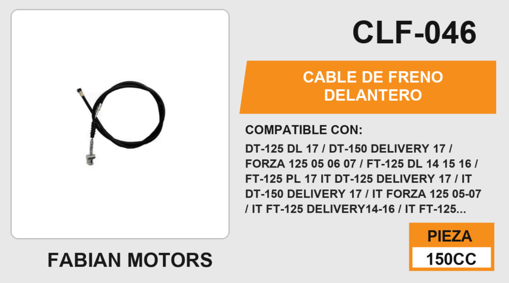 CABLE DE FRENO DELANTERO Empaque (10 Piezas)