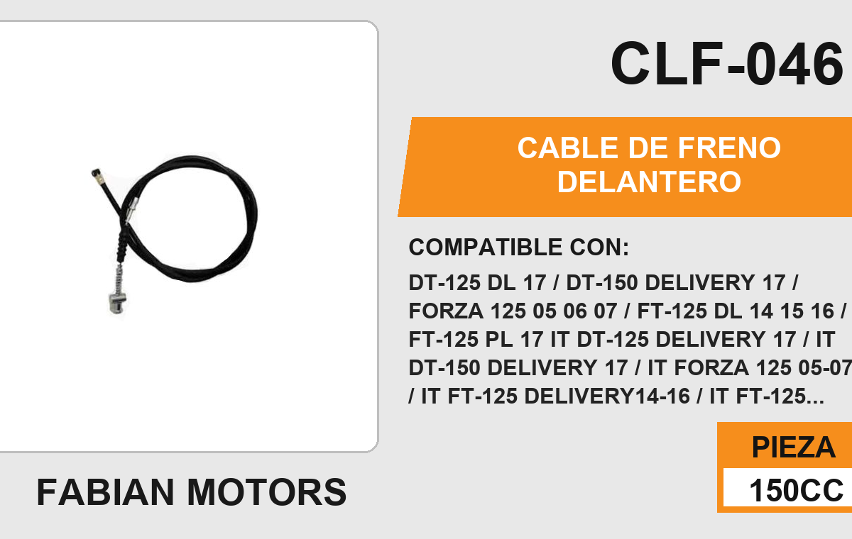 CABLE DE FRENO DELANTERO Empaque (10 Piezas)