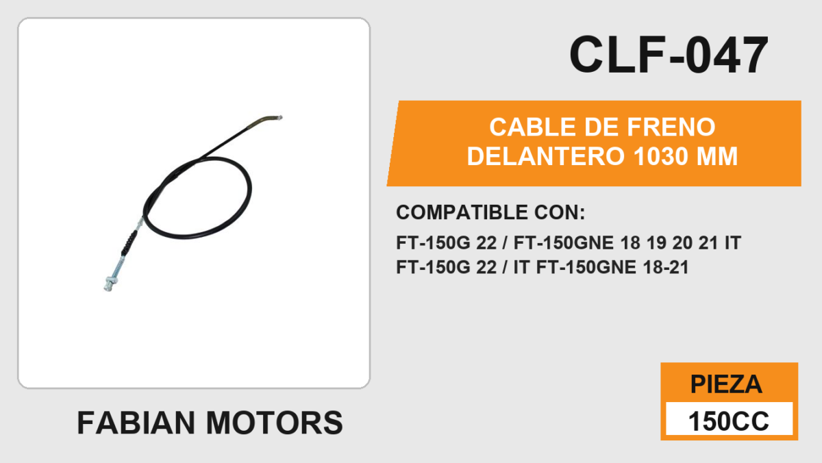 CABLE DE FRENO DELANTERO 1030mm Empaque (10 Piezas)