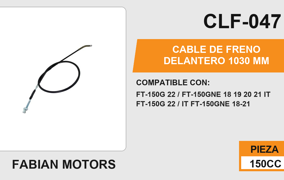 CABLE DE FRENO DELANTERO 1030mm Empaque (10 Piezas)