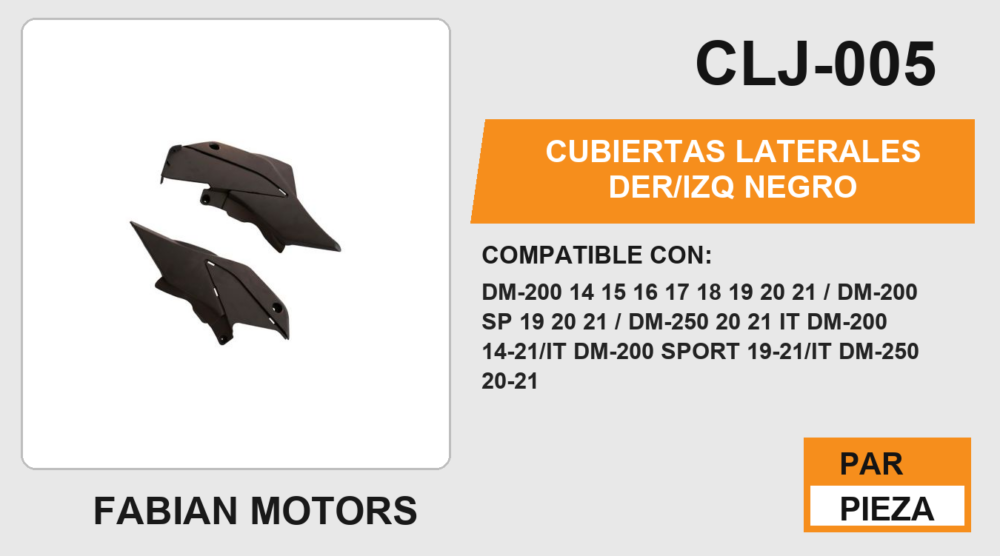 CUBIERTAS LATERALES DERECHO /IZQUIERDO NEGRO