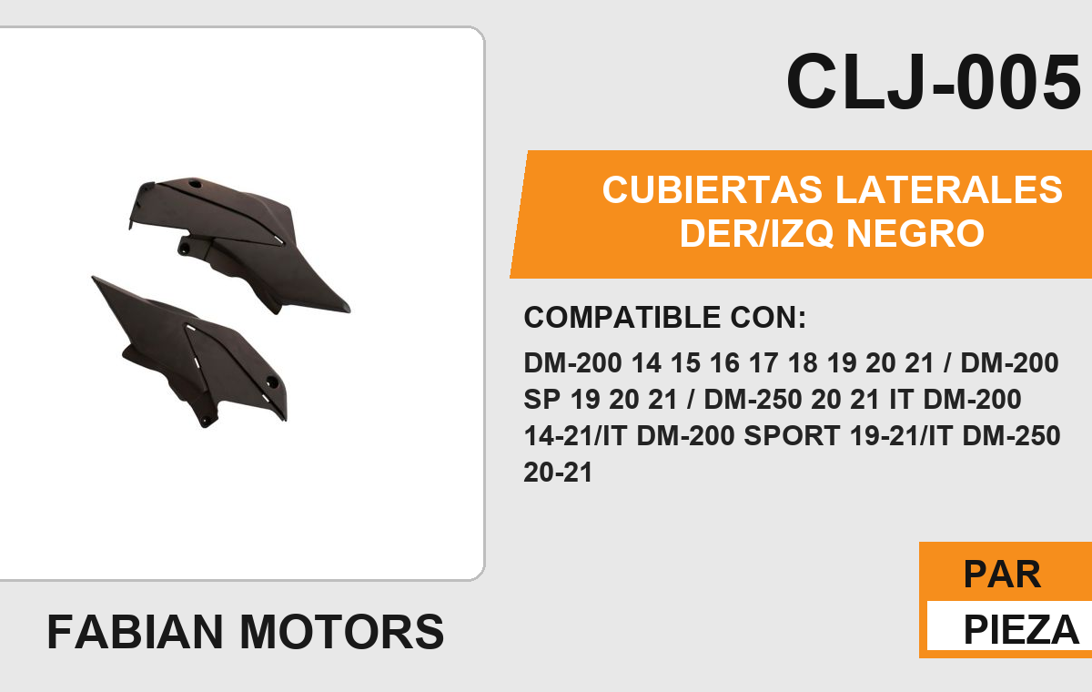 CUBIERTAS LATERALES DERECHO /IZQUIERDO NEGRO