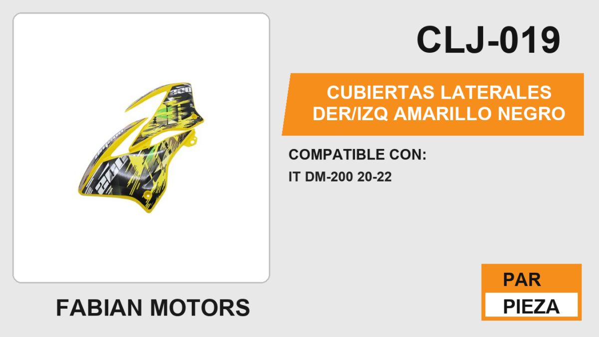 CUBIERTAS LATERALES DER/IZQ AMARILLO NEGRO