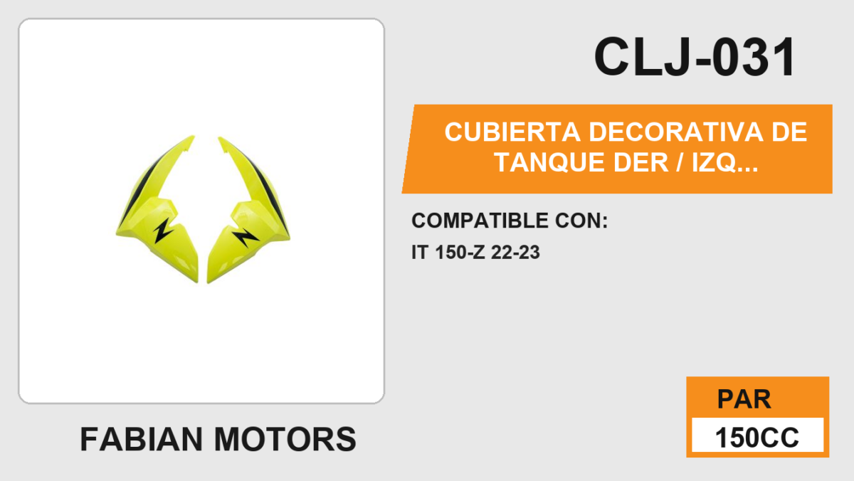 CUBIERTA DECORATIVA DE TANQUE DER / IZQ AMARILLO / NEGRO