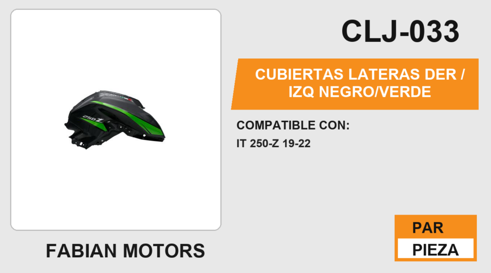 CUBIERTA LATERAS DER / IZQ NEGRO/VERDE