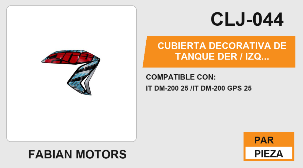 CUBIERTA DECORATIVA DE TANQUE DER / IZQ AZUL/ROJO