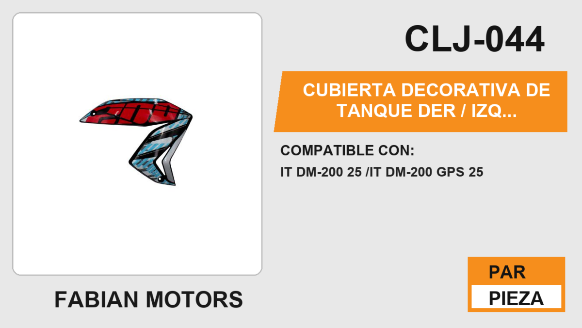 CUBIERTA DECORATIVA DE TANQUE DER / IZQ AZUL/ROJO