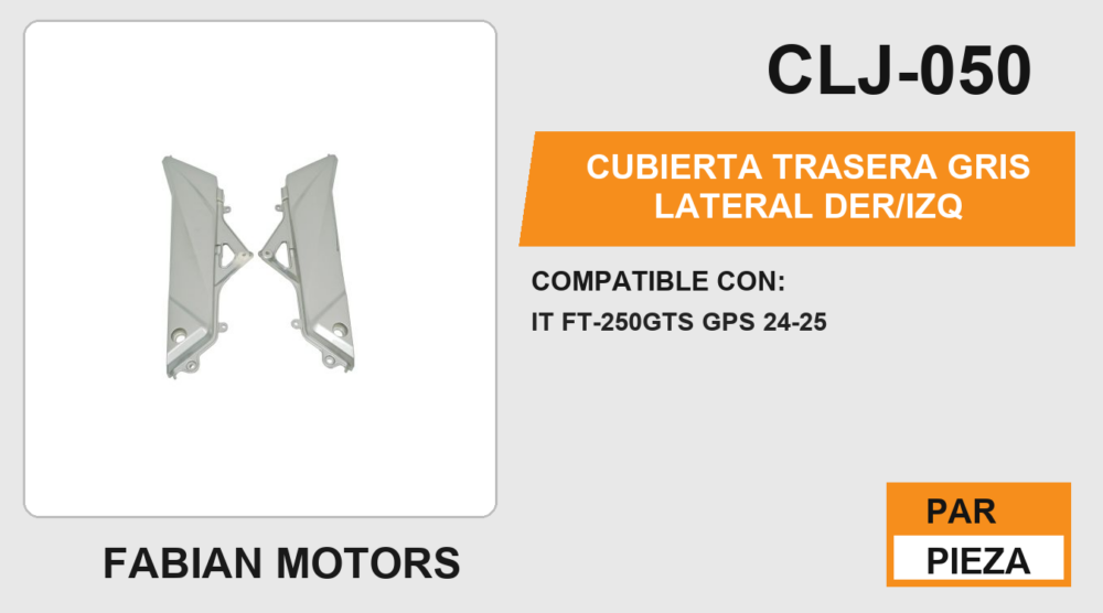 CUBIERTA TRASERA GRIS LATERAL DER/IZQ