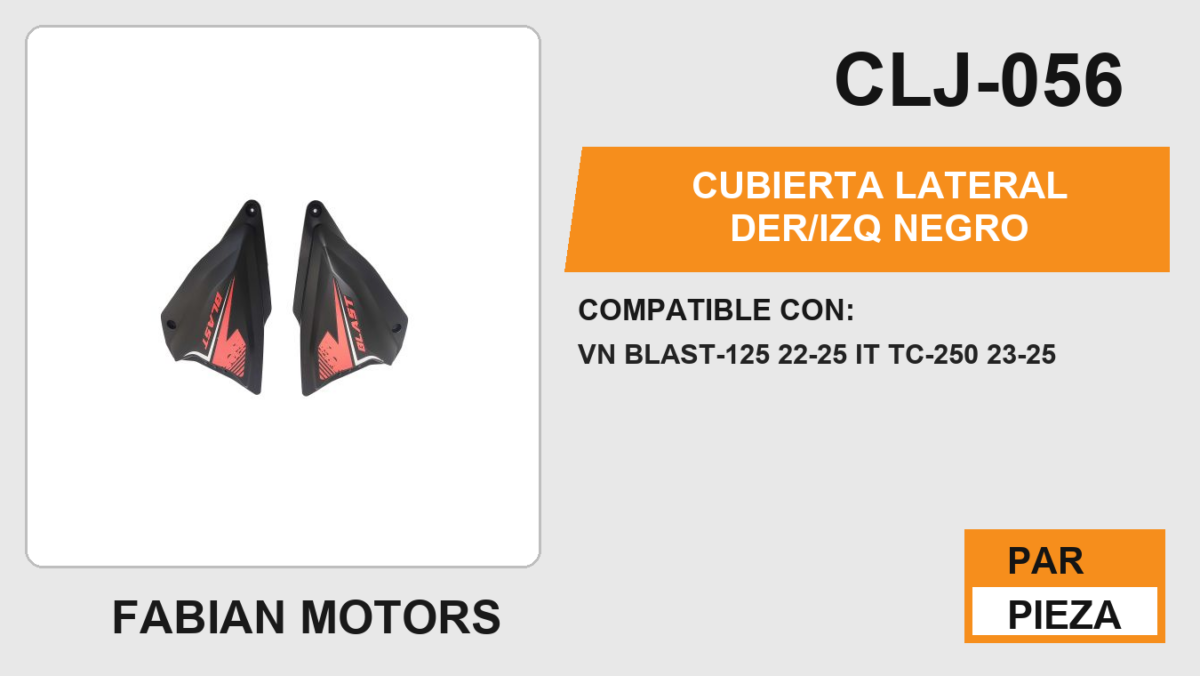 CUBIERTA LATERAL DER/IZQ NEGRO