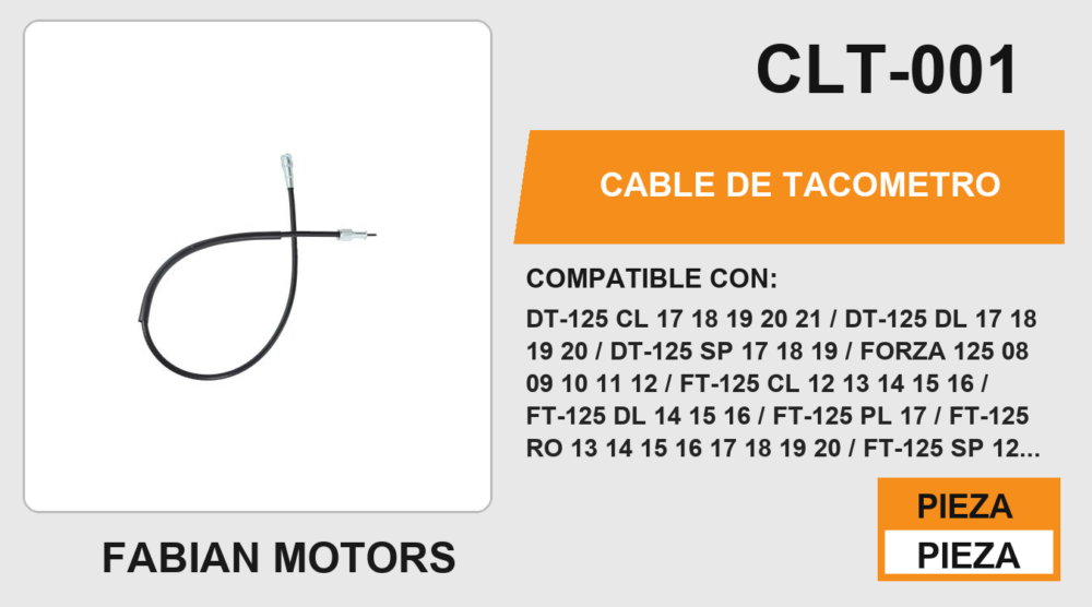 CABLE DE TACOMETRO Empaque (10 Piezas)