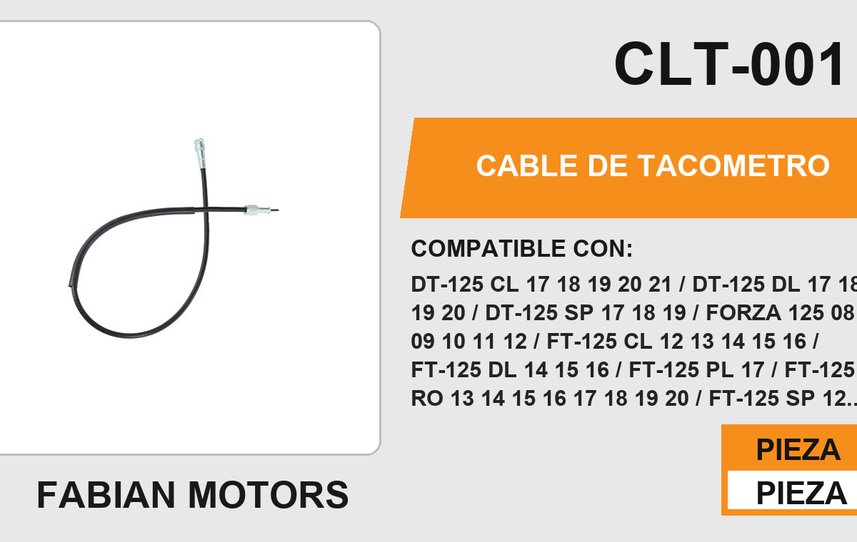 CABLE DE TACOMETRO Empaque (10 Piezas)