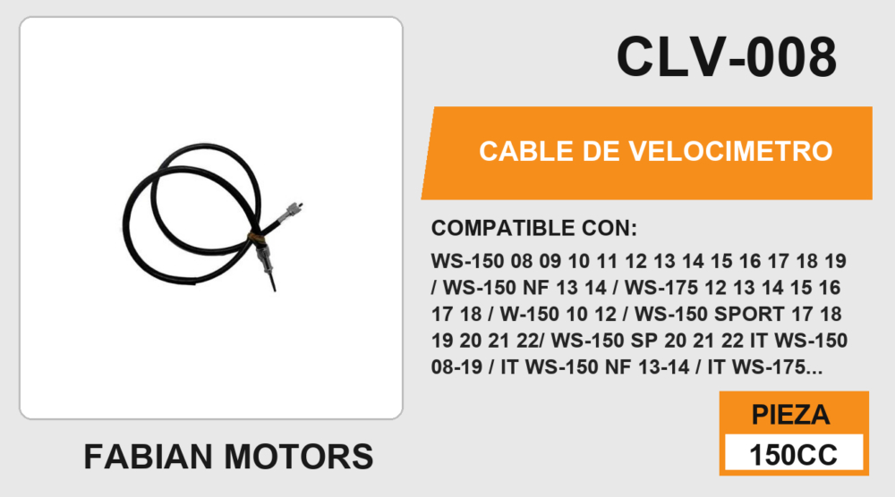 CABLE DE VELOCIMETRO Empaque (10 Piezas)