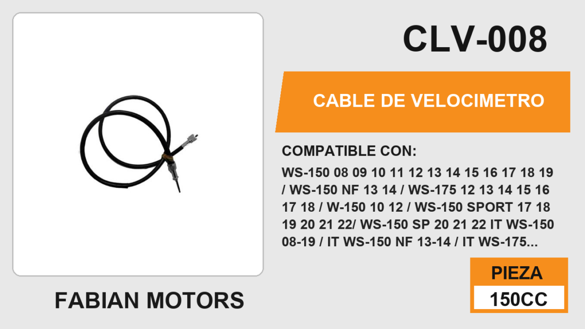 CABLE DE VELOCIMETRO Empaque (10 Piezas)