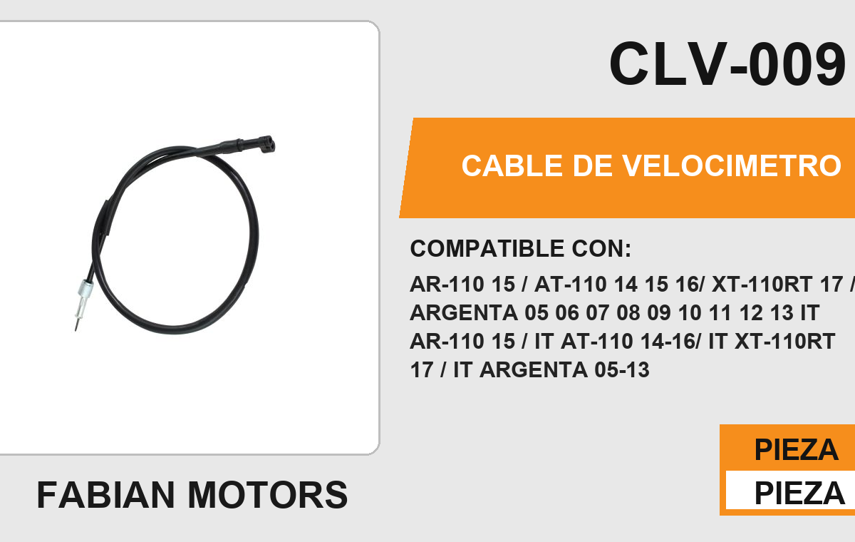 CABLE DE VELOCIMETRO Empaque (10 Piezas)