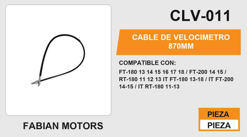 CABLE DE VELOCIMETRO 870mm Empaque (10 Piezas)