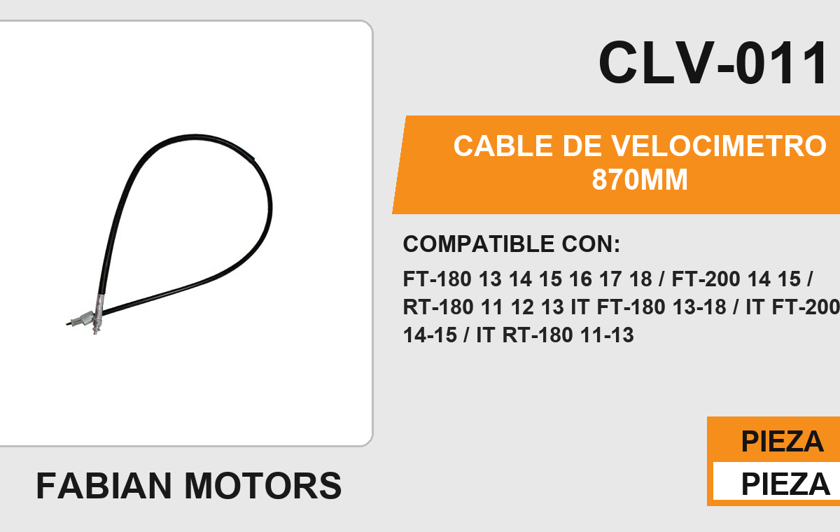 CABLE DE VELOCIMETRO 870mm Empaque (10 Piezas)
