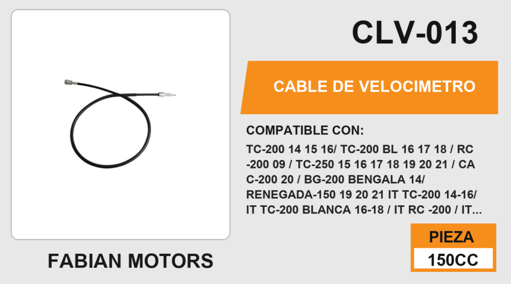 CABLE DE VELOCIMETRO Empaque (10 Piezas)
