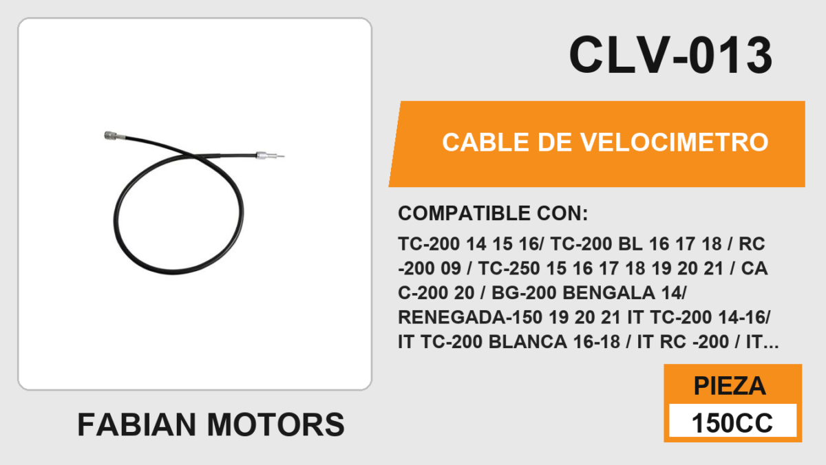 CABLE DE VELOCIMETRO Empaque (10 Piezas)