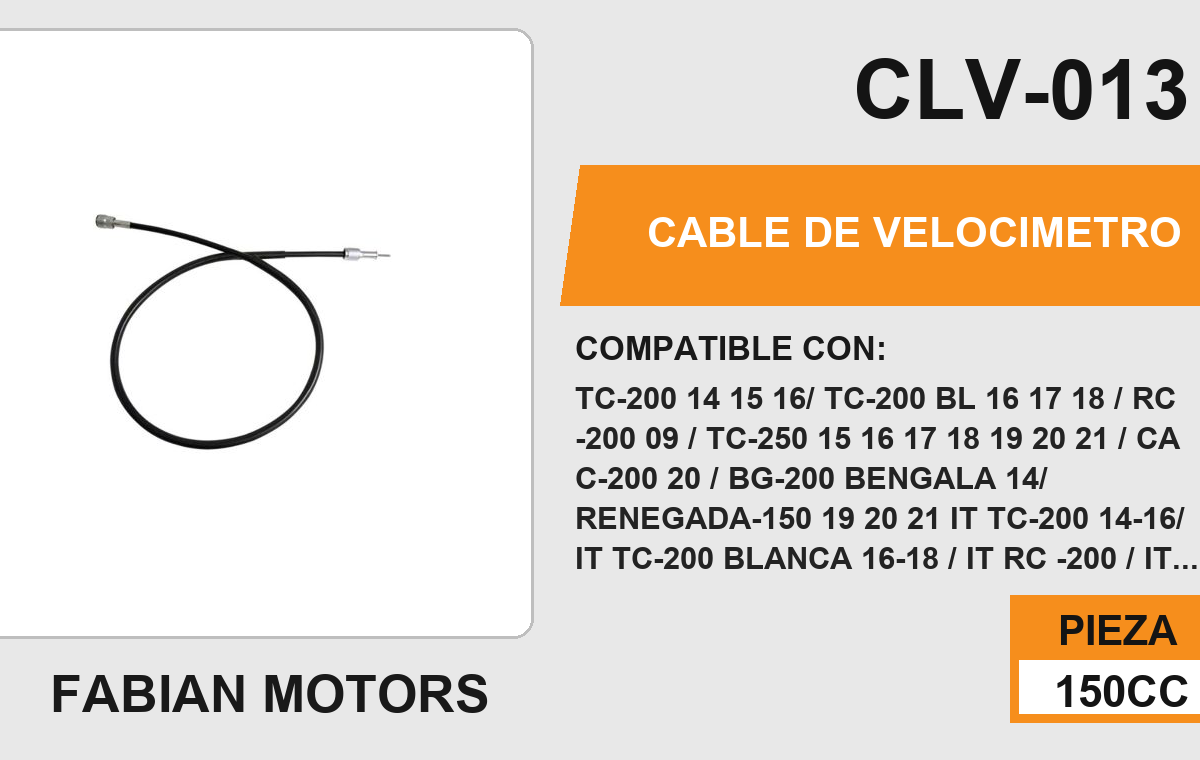 CABLE DE VELOCIMETRO Empaque (10 Piezas)
