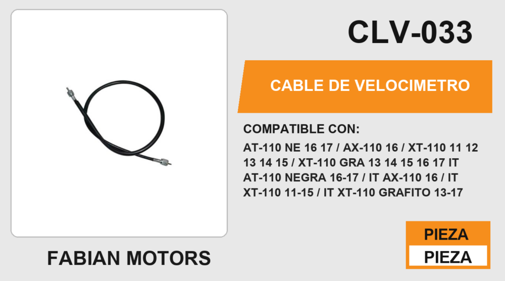 CABLE DE VELOCIMETRO Empaque (10 Piezas)
