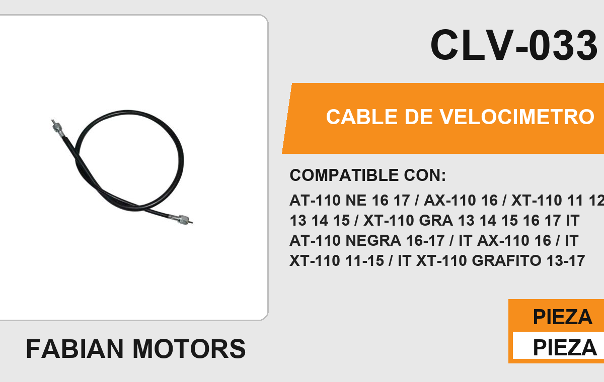CABLE DE VELOCIMETRO Empaque (10 Piezas)