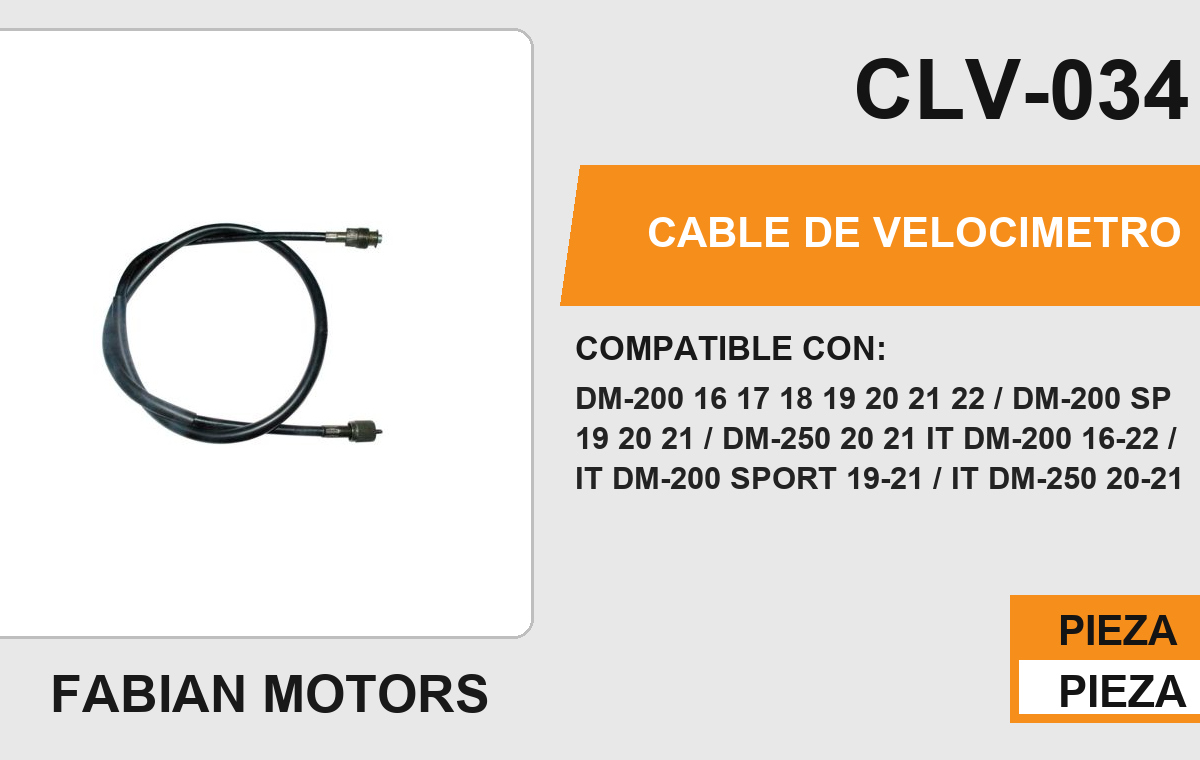 CABLE DE VELOCIMETRO Empaque (10 Piezas)