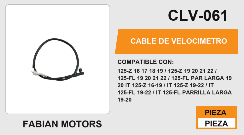 CABLE DE VELOCIMETRO Empaque (10 Piezas)