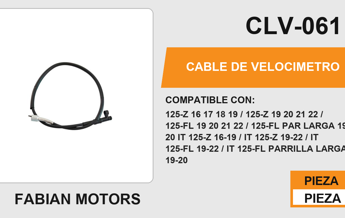 CABLE DE VELOCIMETRO Empaque (10 Piezas)