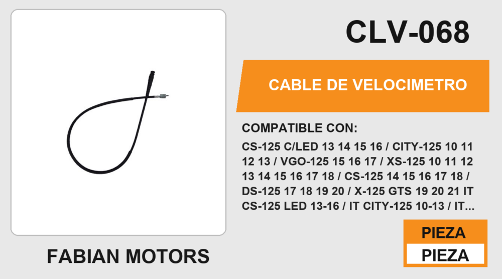 CABLE DE VELOCIMETRO Empaque (10 Piezas)