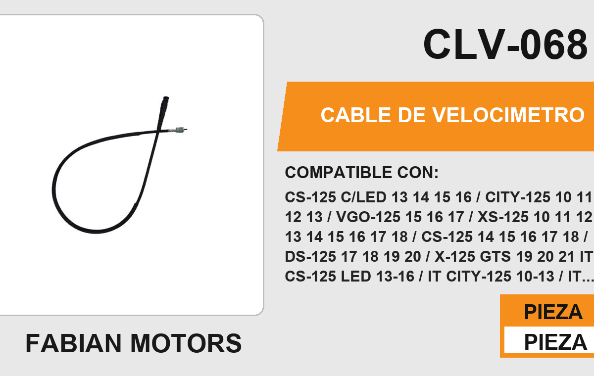 CABLE DE VELOCIMETRO Empaque (10 Piezas)