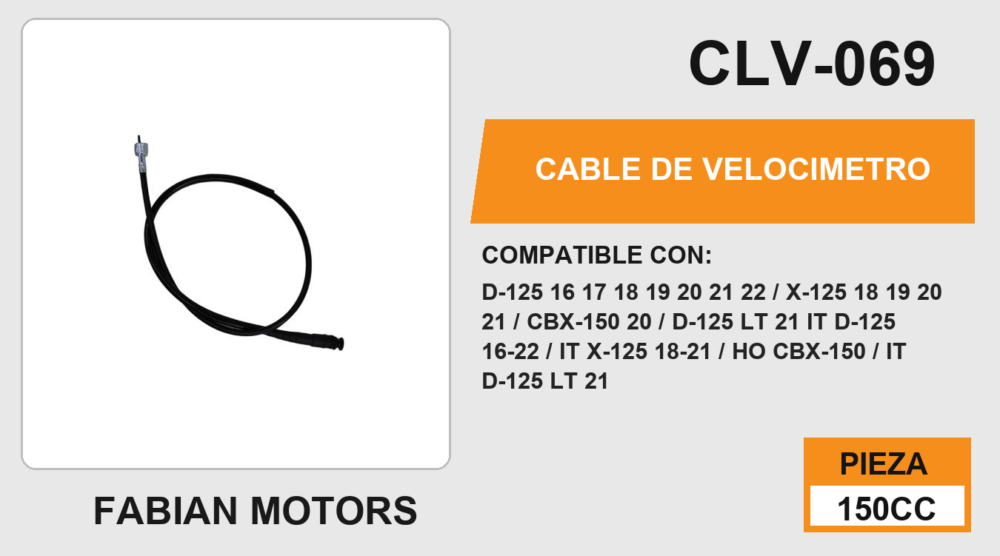 CABLE DE VELOCIMETRO Empaque (10 Piezas)