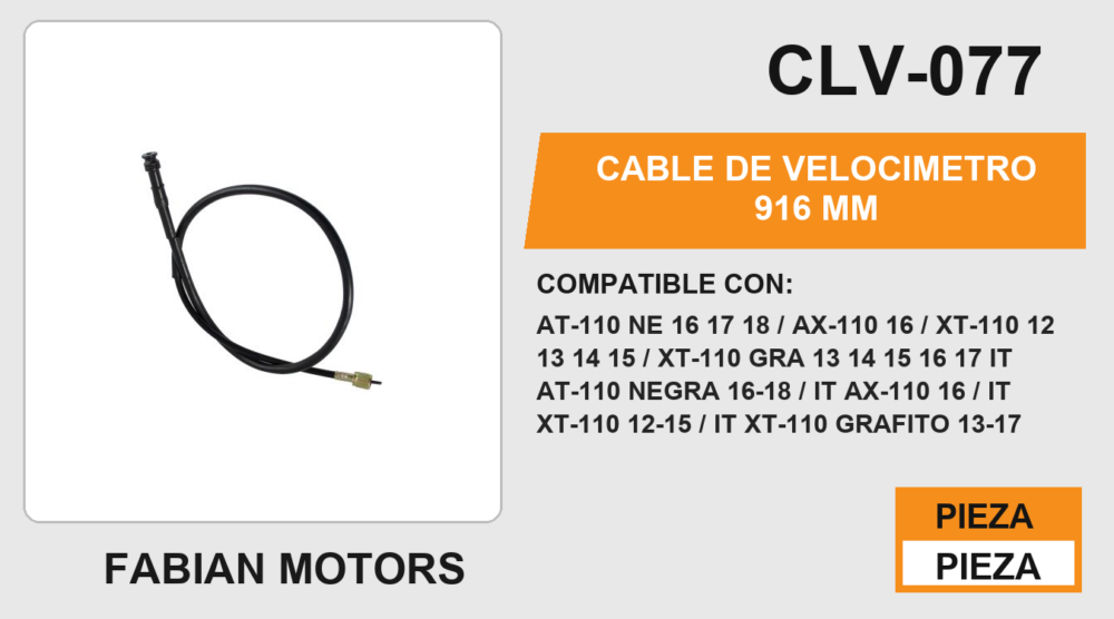 CABLE DE VELOCIMETRO 916mm Empaque (10 Piezas)