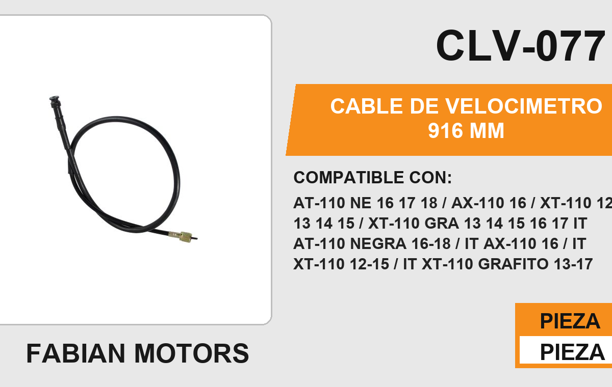 CABLE DE VELOCIMETRO 916mm Empaque (10 Piezas)