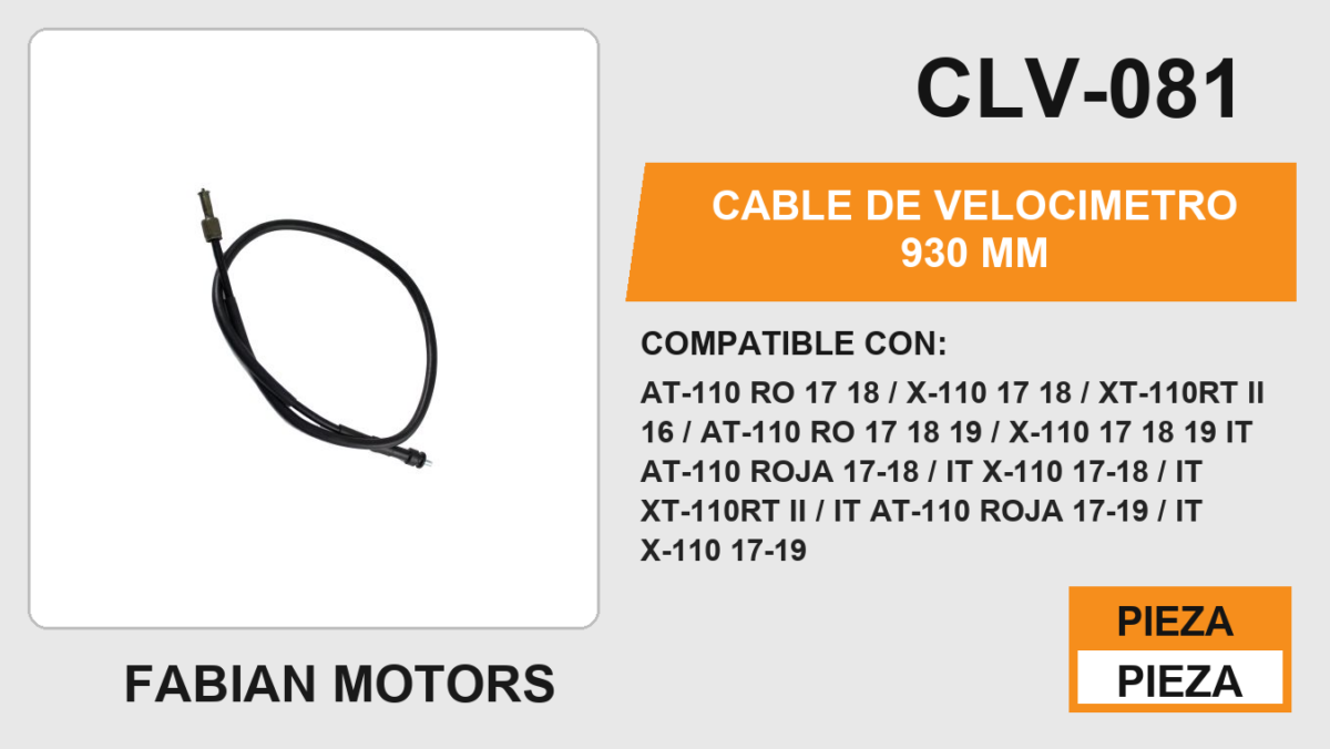 CABLE DE VELOCIMETRO 930mm Empaque (10 Piezas)