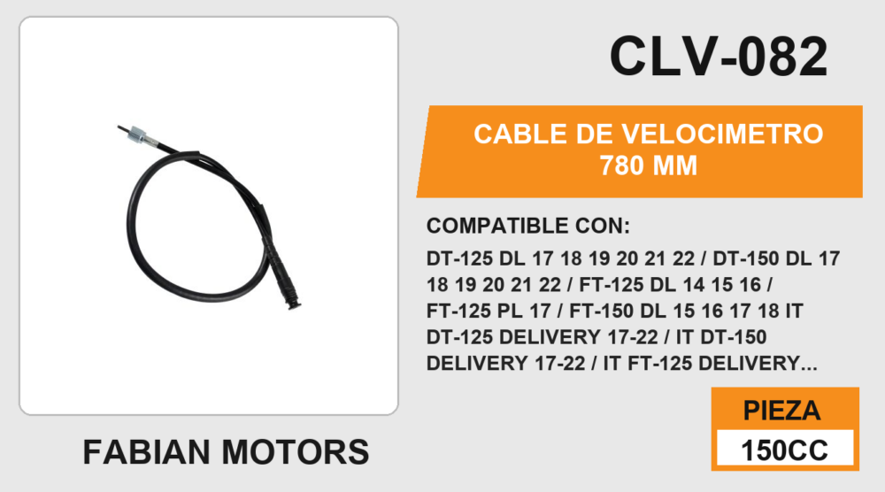 CABLE DE VELOCIMETRO 780mm Empaque (10 Piezas)