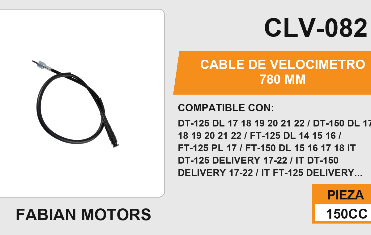 CABLE DE VELOCIMETRO 780mm Empaque (10 Piezas)