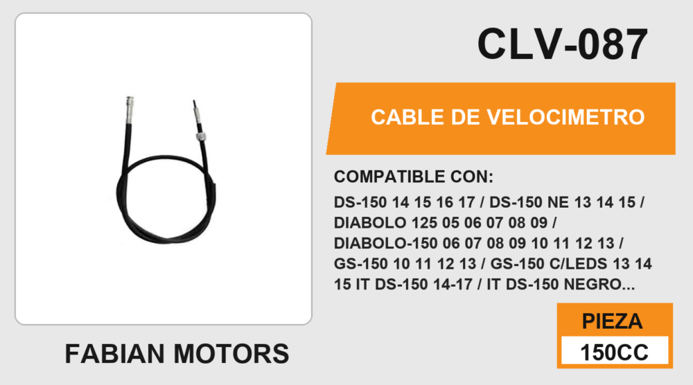 CABLE DE VELOCIMETRO Empaque (10 Piezas)
